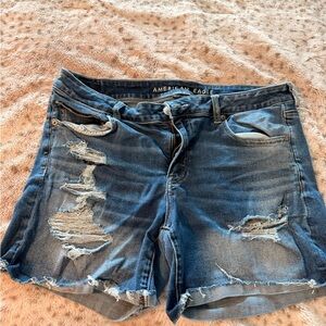 American Eagle Outfitters Ripped Dark Blue Denim Jean Shorts